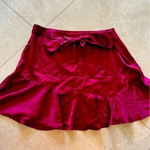 Cranberry Bow Silk Skirt-Size Large